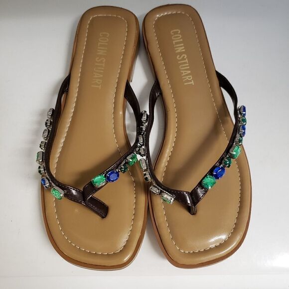 NWOT Colin Stuart Embellished Slip-on Flip-flop style Sandals 6M - Picture 3 of 8